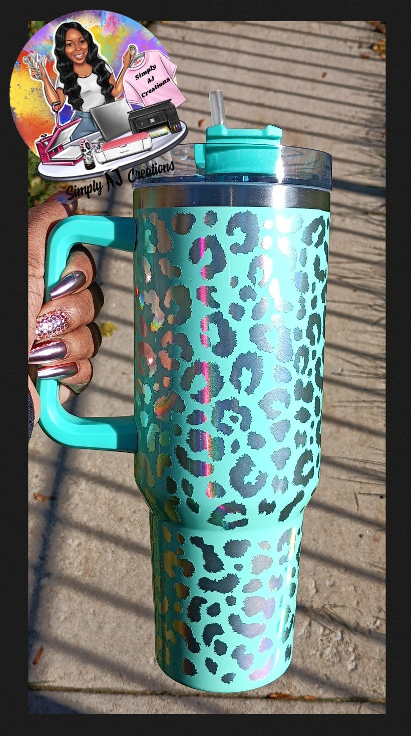 40oz Holographic Drink Tumbler/Teal